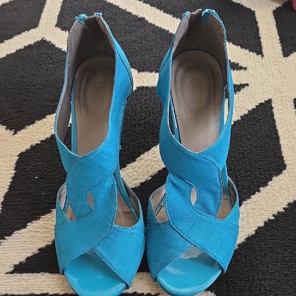 Cato Vibrant Blue Open-Toe Heels 3"